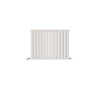 Ibathuk Princia Horizontal Double Oval Panel Radiator White 600 X 780mm + Angled Valve-White