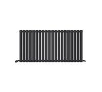 Ibathuk Princia Horizontal Single Oval Panel Radiator Anthracite 600 X 1200mm + Angled Valve-Grey