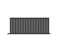 Ibathuk Princia Horizontal Single Oval Panel Radiator Anthracite 600 X 1440mm + Angled Valve-Grey