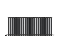 Ibathuk Princia Horizontal Single Oval Panel Radiator Anthracite 600 X 1440mm-Grey