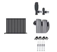 Ibathuk Princia Horizontal Single Oval Panel Radiator Anthracite 600 X 780mm + Angled Valve-Grey