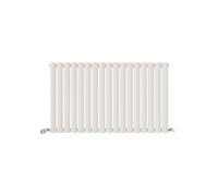 Ibathuk Princia Horizontal Single Oval Panel Radiator White 600 X 1020mm + Angled Valve-White