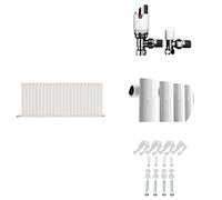 Ibathuk Princia Horizontal Single Oval Panel Radiator White 600 X 1440mm + Angled Valve-White
