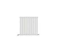 Ibathuk Princia Horizontal Single Oval Panel Radiator White 600 X 600mm + Angled Valve-White