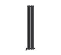 Ibathuk Princia Vertical Double Oval Panel Radiator Anthracite 1600 X 240mm-Grey
