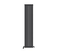 Ibathuk Princia Vertical Double Oval Panel Radiator Anthracite 1800 X 360mm + Angled Valve-Grey