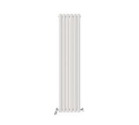 Ibathuk Princia Vertical Double Oval Panel Radiator White 1600 X 360mm + Angled Valve-White