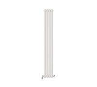 Ibathuk Princia Vertical Double Oval Panel Radiator White 1800 X 240mm + Angled Valve-White