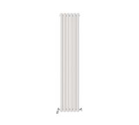 Ibathuk Princia Vertical Double Oval Panel Radiator White 1800 X 360mm + Angled Valve-White