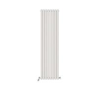 Ibathuk Princia Vertical Double Oval Panel Radiator White 1800 X 480mm + Angled Valve-White