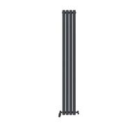 Ibathuk Princia Vertical Single Oval Panel Radiator Anthracite 1800 X 240mm-Grey