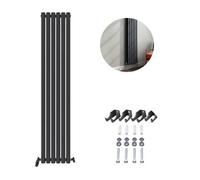 Ibathuk Princia Vertical Single Oval Panel Radiator Anthracite 1800 X 360mm-Grey