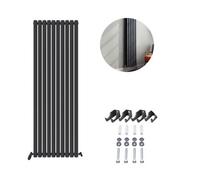 Ibathuk Princia Vertical Single Oval Panel Radiator Anthracite 1800 X 600mm-Grey