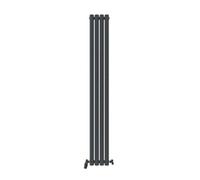 Ibathuk Princia Vertical Single Oval Panel Radiator White 1800 X 360mm + Angled Valve-White