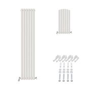 Ibathuk Princia Vertical Single Oval Panel Radiator White 1800 X 360mm-White