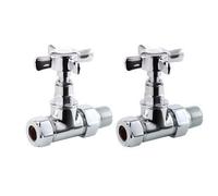 iBathUK Regency Traditional Straight Radiator Valve Pair, Durable Brass Build Universal Fit Valves for Radiators, Chrome Towel Radiator Valves, Bathroom Radiator Valves in Chrome, 15mm