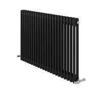 iBathUK Regency Wall-Mounted Horizontal 2 Column Radiator, Steel Cast Iron Style High Thermal Output Hydronic Central Heating, Traditional Designer Radiator in Matt Anthracite, 600 × 1010mm