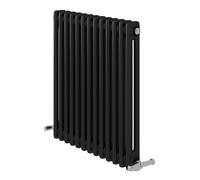 iBathUK Regency Wall-Mounted Horizontal 2 Column Radiator, Steel Cast Iron Style High Thermal Output Hydronic Central Heating, Traditional Designer Radiator in Matt Anthracite, 600 × 605mm