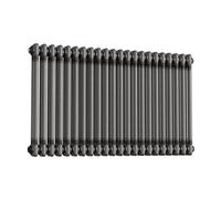 iBathUK Regency Wall-Mounted Horizontal 2 Column Radiator, Steel Cast Iron Style High Thermal Output Hydronic Central Heating, Traditional Designer Radiator in Raw Metal Finish, 600 × 1010mm