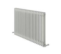 iBathUK Regency Wall-Mounted Horizontal 2 Column Radiator, Steel Cast Iron Style High Thermal Output Hydronic Central Heating, Traditional Designer Radiator in Gloss White, 600 × 1010mm