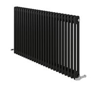 iBathUK Regency Wall-Mounted Horizontal 2 Column Radiator, Steel Cast Iron Style High Thermal Output Hydronic Central Heating, Traditional Designer Radiator in Matt Anthracite, 600 × 1190mm