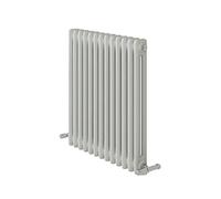 iBathUK Regency Wall-Mounted Horizontal 2 Column Radiator, Steel Cast Iron Style High Thermal Output Hydronic Central Heating, Traditional Designer Radiator in Gloss White, 600 × 605mm