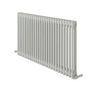 iBathUK Regency Wall-Mounted Horizontal 2 Column Radiator, Steel Cast Iron Style High Thermal Output Hydronic Central Heating, Traditional Designer Radiator in Gloss White, 600 × 1190mm