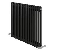 iBathUK Regency Wall-Mounted Horizontal 2 Column Radiator, Steel Cast Iron Style High Thermal Output Hydronic Central Heating, Traditional Designer Radiator in Matt Anthracite, 600 × 785mm