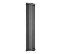 iBathUK Regency Wall-Mounted Vertical 2 Column Radiator, Steel Cast Iron Style High Thermal Output Hydronic Central Heating, Traditional Designer Radiator in Raw Metal Finish, 1800 × 380mm