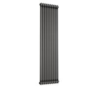 iBathUK Regency Wall-Mounted Vertical 2 Column Radiator, Steel Cast Iron Style High Thermal Output Hydronic Central Heating, Traditional Designer Radiator in Raw Metal Finish, 1800 × 470mm