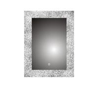 iBathUK Solstice Wall Mounted Rectangular LED Bathroom Mirror, Modern Touch Switch Design with Demister, Copper-Free Silver Mirror in White, 500 x 700mm