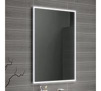 iBathUK Spectra Wall Mounted Rectangular LED Bathroom Mirror, Modern Frameless Motion Sensor Design with Integrated Demister and Copper-Free Silver Mirror in Silver Finish, 500 x 700mm
