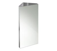 iBathUK Storvue Wall Mounted Corner Bathroom Mirror Cabinet, Frameless Triangular Silver Mirror, Magnetic Catch, Modern Bathroom Storage, Polished Stainless Steel, 300x600mm