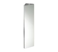iBathUK Storvue Wall Mounted Corner Bathroom Mirror Cabinet Single Door, Frameless Triangular Silver Mirror, Magnetic Catch, Modern Bathroom Storage, Polished Stainless Steel, 300x1200mm