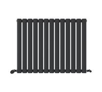 iBathUK Strata Horizontal Radiator, Single Oval Panel Radiators, 600x780mm Slim Radiator for Bathroom,Kitchen,Living Room - Anthracite