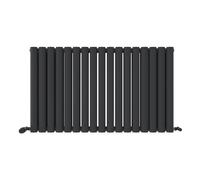 iBathUK Strata Wall-Mounted Horizontal Double Oval Panel Radiator, 17-Column Steel High Thermal Output Hydronic Central Heating, Designer Modern Radiator in Matt Anthracite, 600 × 1003mm