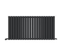 iBathUK Strata Wall-Mounted Horizontal Double Oval Panel Radiator, 20-Column Steel High Thermal Output Hydronic Central Heating, Designer Modern Radiator in Matt Anthracite, 600 × 1180mm