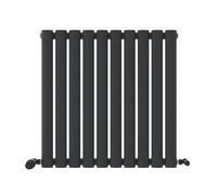 iBathUK Strata Wall Mounted Horizontal Single Oval Panel Radiator, 10-Column Steel, Hydronic Central Heating, High Thermal Output, Modern Designer Radiator for Bathroom in Matt Anthracite, 600 × 590mm