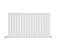 iBathUK Strata Wall-Mounted Horizontal Single Oval Panel Radiator, 17 Column Steel High Thermal Output Hydronic Central Heating, Designer Modern Radiator in Matt White, 600 × 1003mm