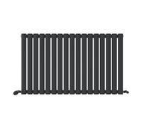 iBathUK Strata Wall Mounted Horizontal Single Oval Panel Radiator, 17-Column Steel, Hydronic Central Heating, High Thermal Output, Modern Designer Radiator for Bathroom in Matt Anthracite, 600×1003mm