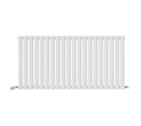 iBathUK Strata Wall-Mounted Horizontal Single Oval Panel Radiator, 20 Column Steel High Thermal Output Hydronic Central Heating, Designer Modern Radiator in Matt White, 600 × 1180mm