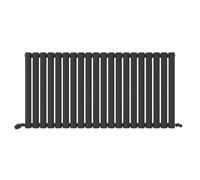 iBathUK Strata Wall Mounted Horizontal Single Oval Panel Radiator, 20-Column Steel, Hydronic Central Heating, High Thermal Output, Modern Designer Radiator for Bathroom in Matt Anthracite, 600×1180mm