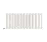 iBathUK Strata Wall-Mounted Horizontal Single Oval Panel Radiator, 24 Column Steel High Thermal Output Hydronic Central Heating, Designer Modern Radiator in Matt White, 600 × 1416mm