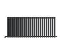 iBathUK Strata Wall Mounted Horizontal Single Oval Panel Radiator, 24-Column Steel, Hydronic Central Heating, High Thermal Output, Modern Designer Radiator for Bathroom in Matt Anthracite, 600×1420mm