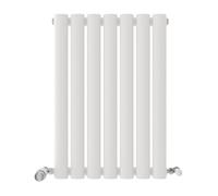 iBathUK Strata Wall-Mounted Horizontal Single Oval Panel Radiator, 7 Column Steel High Thermal Output Hydronic Central Heating, Designer Modern Radiator in Matt White, 600 × 413mm