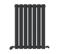 iBathUK Strata Wall Mounted Horizontal Single Oval Panel Radiator, 7-Column Steel, Hydronic Central Heating, High Thermal Output, Modern Designer Radiator for Bathroom in Matt Anthracite, 600 × 413mm