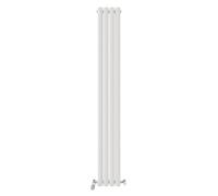 iBathUK Strata Wall-Mounted Vertical Double Oval Panel Radiator, 4 Column Steel High Thermal Output Hydronic Central Heating, Designer Modern Radiator in Matt White, 1800 × 236mm
