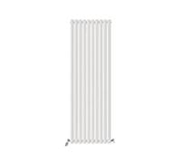 iBathUK Strata Wall-Mounted Vertical Single Oval Panel Radiator, 10 Column Steel High Thermal Output Hydronic Central Heating, Designer Modern Radiator in Matt White, 1800 × 590mm