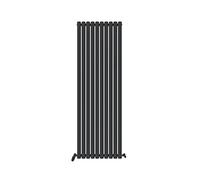 iBathUK Strata Wall Mounted Vertical Single Oval Panel Radiator, 10-Column Steel, Hydronic Central Heating, High Thermal Output, Modern Designer Radiator for Bathroom in Matt Anthracite, 1800 × 590mm