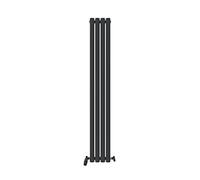iBathUK Strata Wall Mounted Vertical Single Oval Panel Radiator, 4-Column Steel, Hydronic Central Heating, High Thermal Output, Modern Designer Radiator for Bathroom in Matt Anthracite, 1600 × 236mm